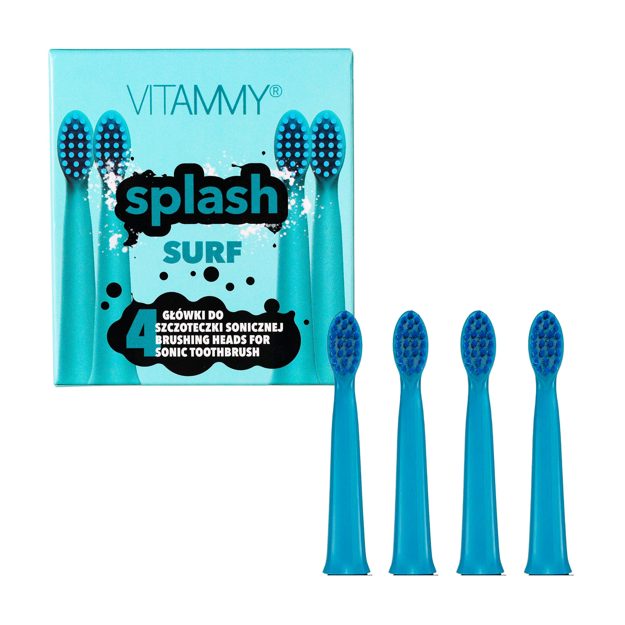 Змінні насадки для електричної зубної щітки VITAMMY Splash Surf сині, 4 шт (TH1811-4 surf)